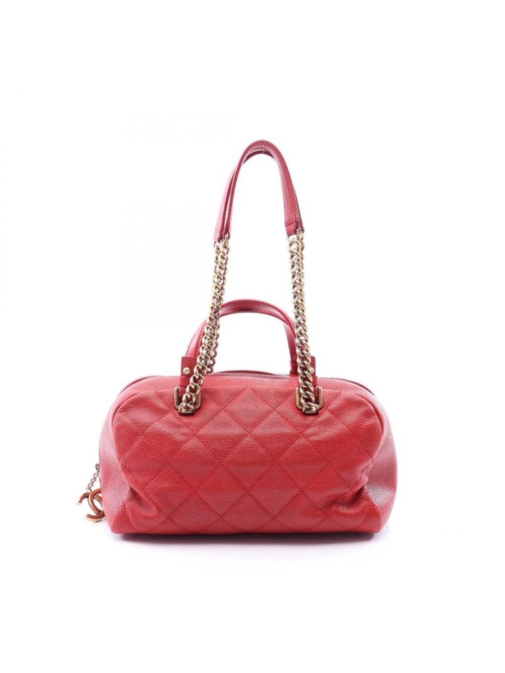 Chanel Shoulder Bag Quilted Bow Red Caviar Leather